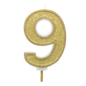 Küünal number 9 sädelusega kuldne